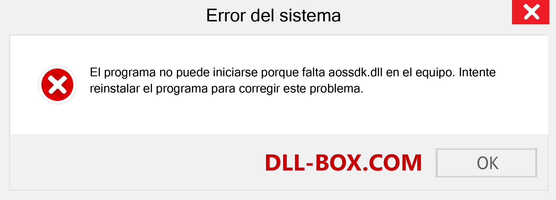 ¿Falta el archivo aossdk.dll ?. Descargar para Windows 7, 8, 10 - Corregir aossdk dll Missing Error en Windows, fotos, imágenes