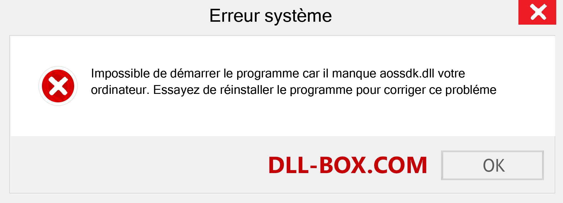 Le fichier aossdk.dll est manquant ?. Télécharger pour Windows 7, 8, 10 - Correction de l'erreur manquante aossdk dll sur Windows, photos, images